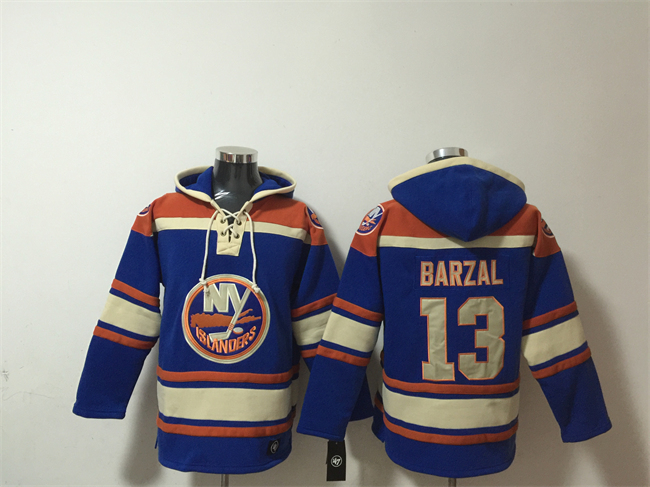 Men's Royal New York Islanders #13 Mathew Barzal Ageless Must-Have Lace-Up Pullover Hoodie